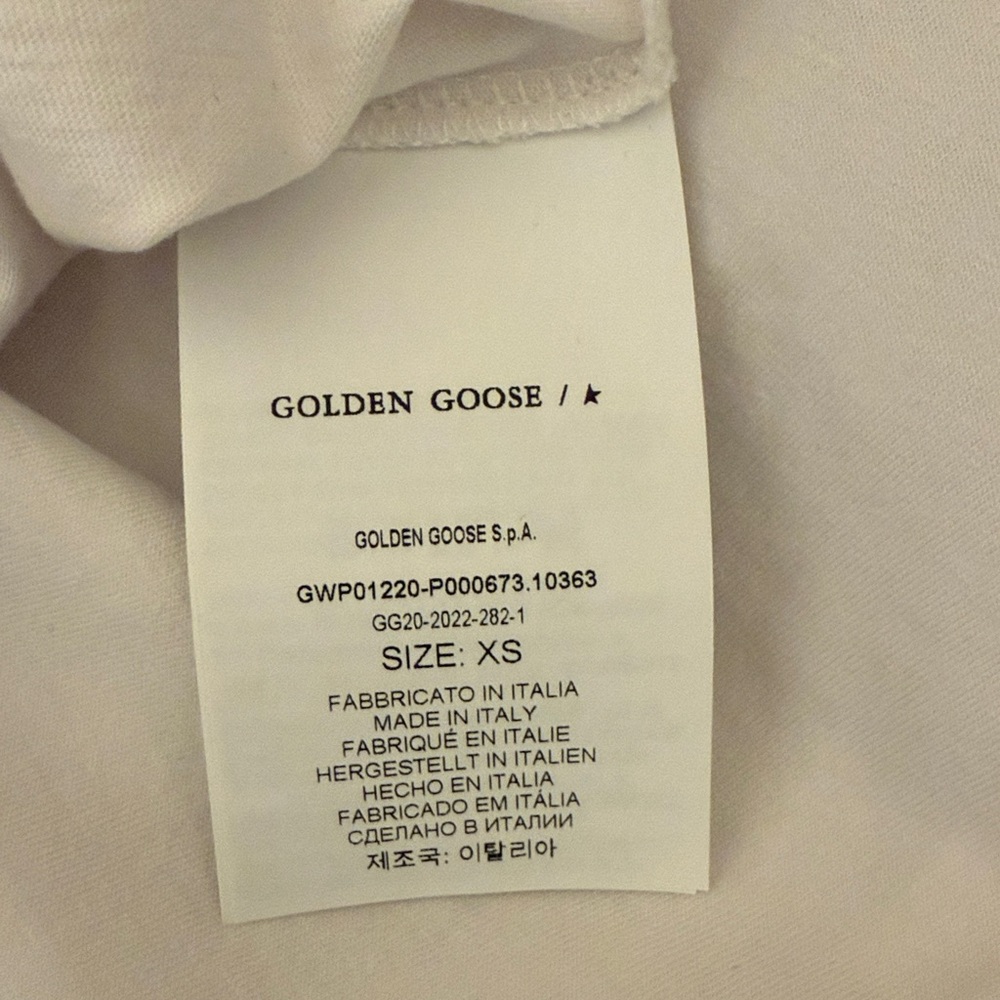 Golden Goose White Tee Crystal Embellishment XS - Picture 6 of 6